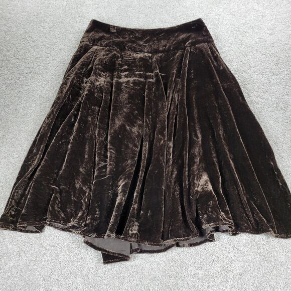VTG John Paul Richard Velvet Skirt Womens 6 Brown Burnout Drop Waist Pleated Y2K - Picture 4 of 12
